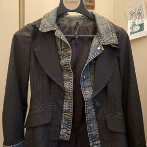 Blazer with denim jacket accents